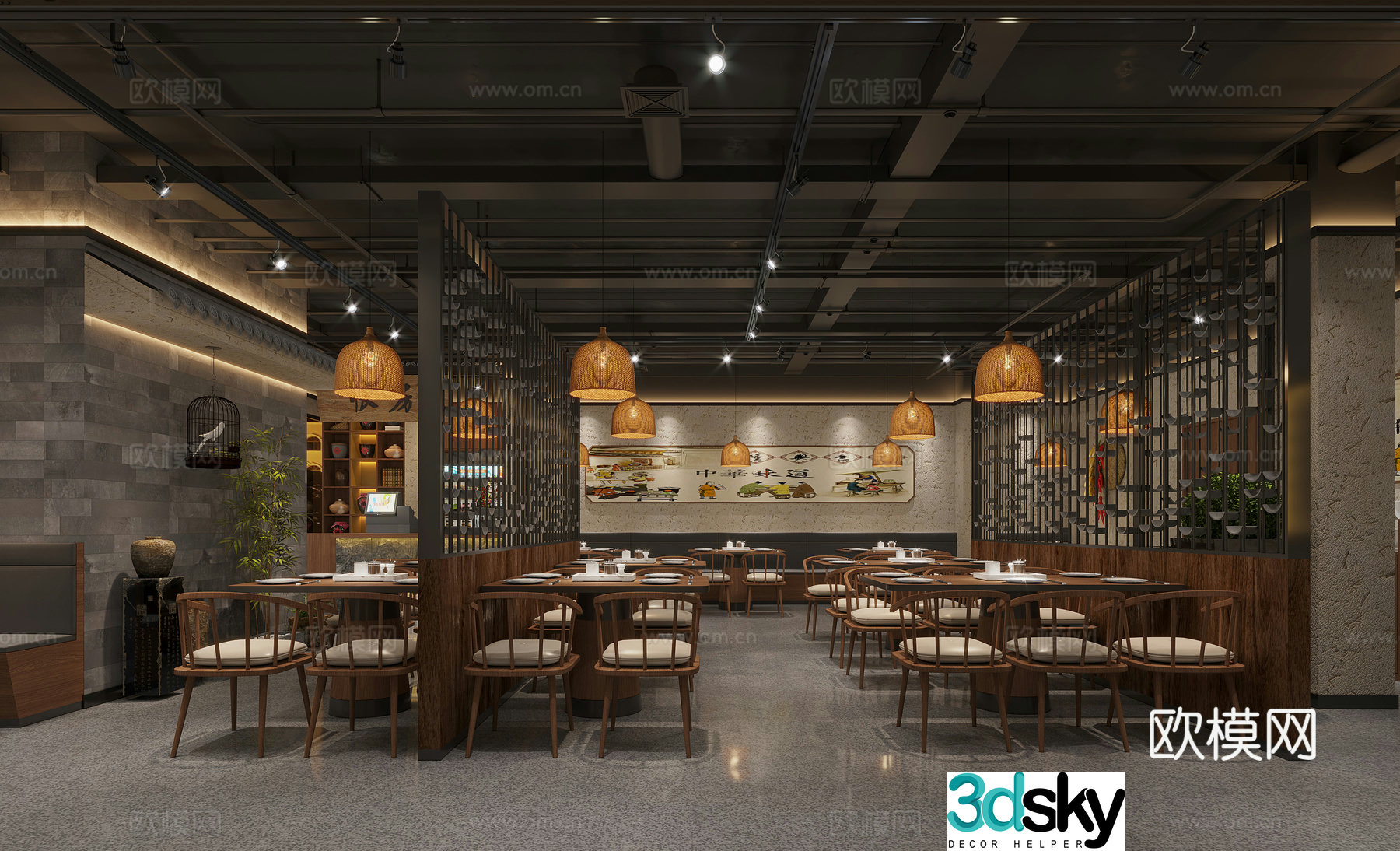 New Chinese -style Chinese restaurant 3D model