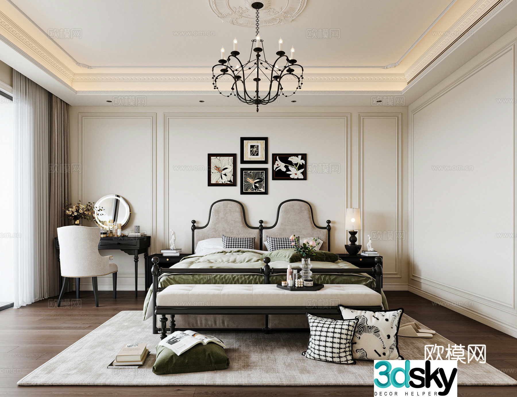 French retro bedroom master bedroom 3d model