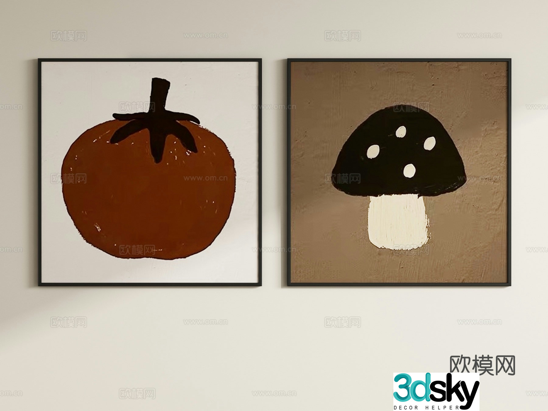 Middle-aged decorative paintings hanging paintings 3D model