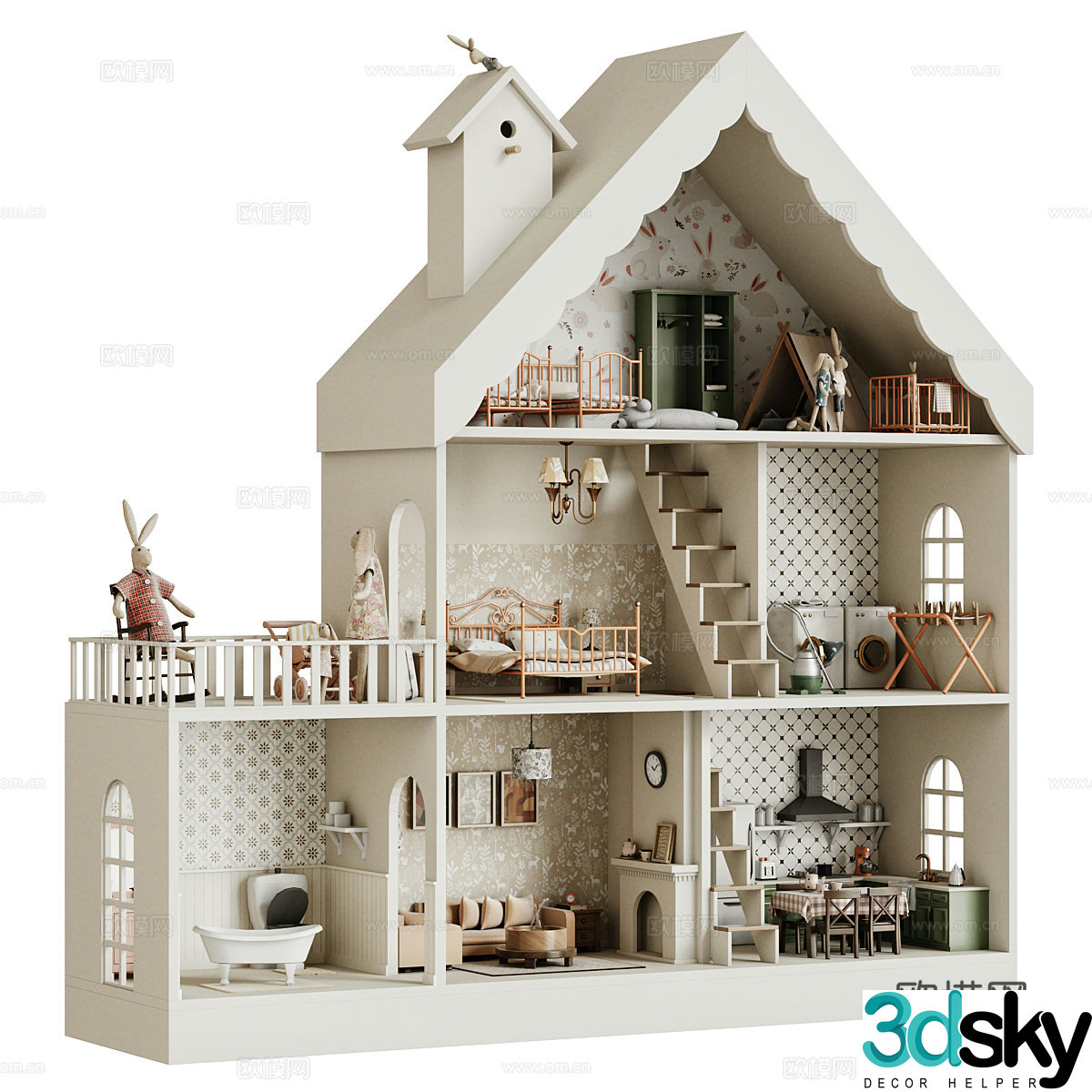 Toy House Building Block 3D Model
