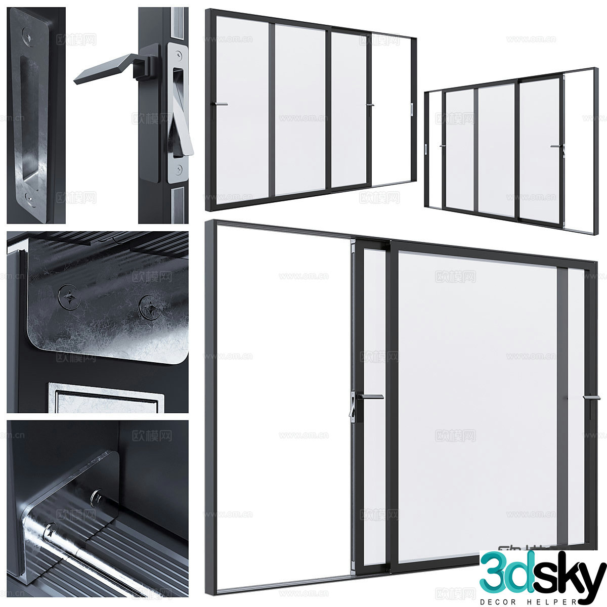 Modern sliding door Balcony door Glass door 3d model