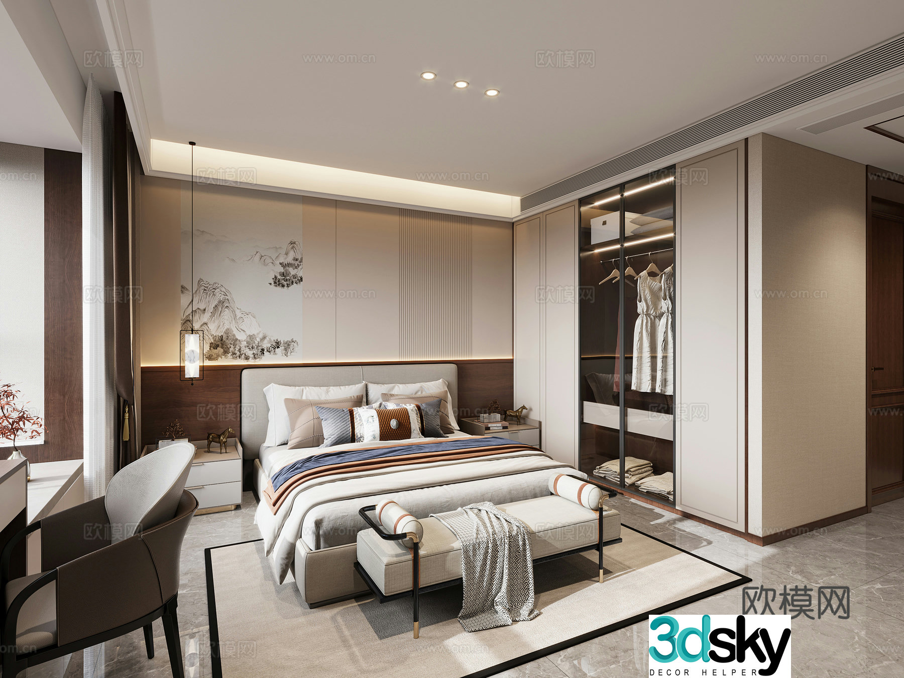 New Chinese style bedroom master bedroom 3D model