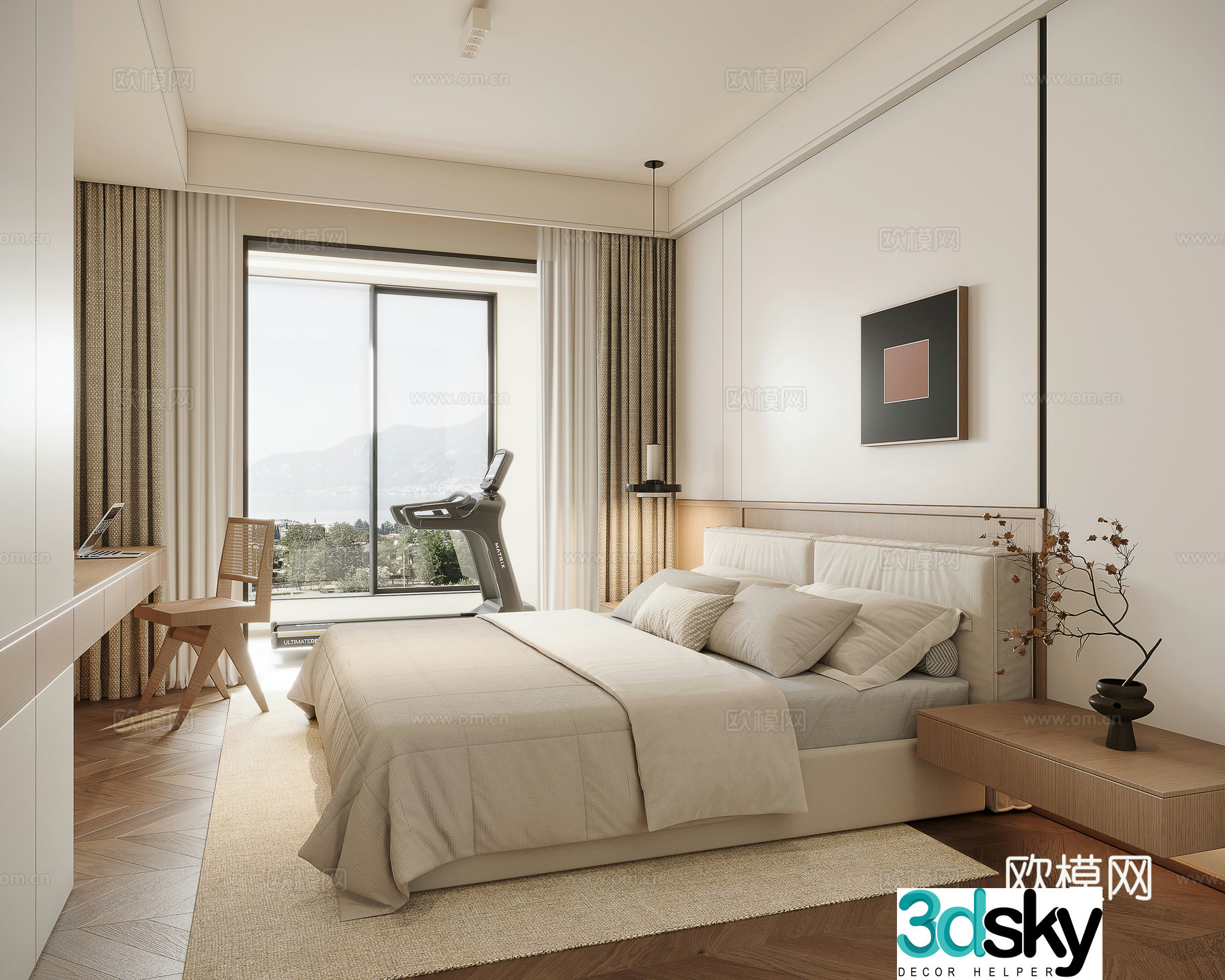 Creamy Bedroom Master Bedroom 3D Model