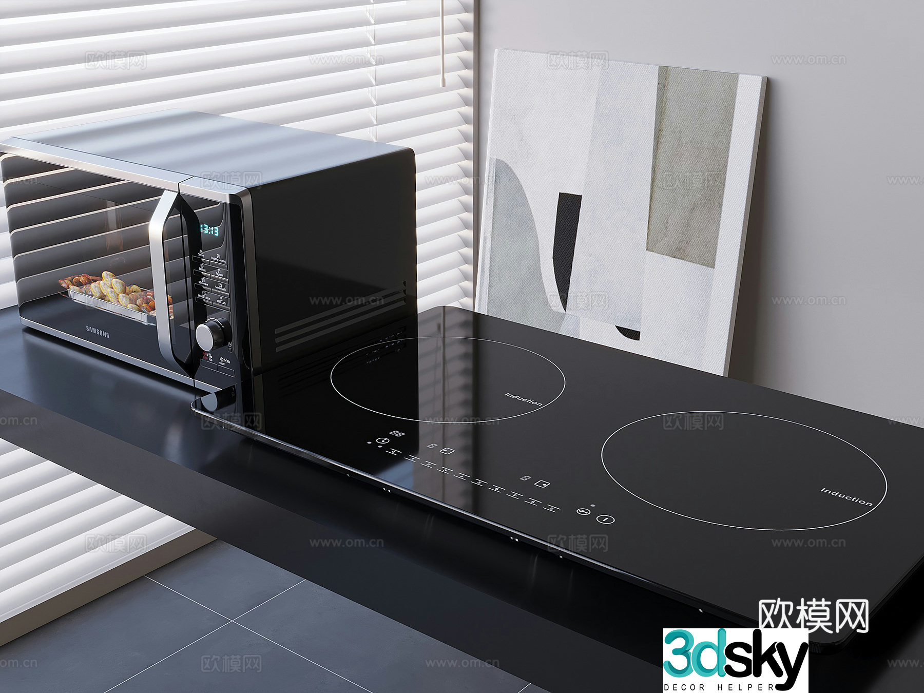 Microwave oven dual stove induction cooker electronomy furnace 3D model