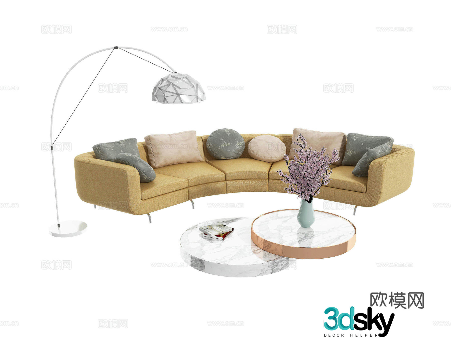 Modern special-shaped sofa combination sofa 3D model