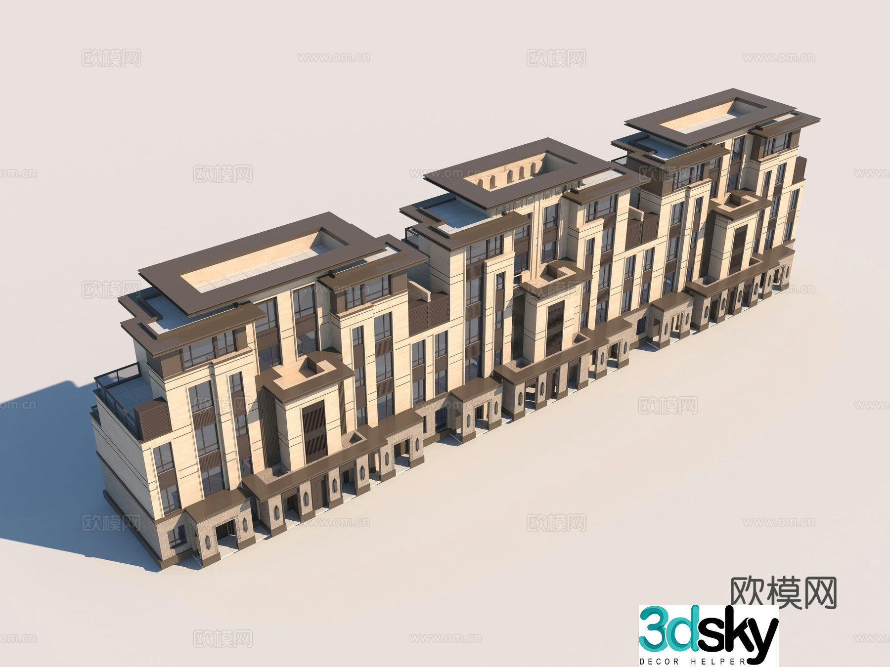 Modern town villa single building 3D model