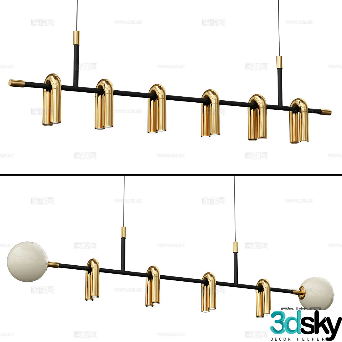 Modern one-line chandeliers craft chandeliers 3d model