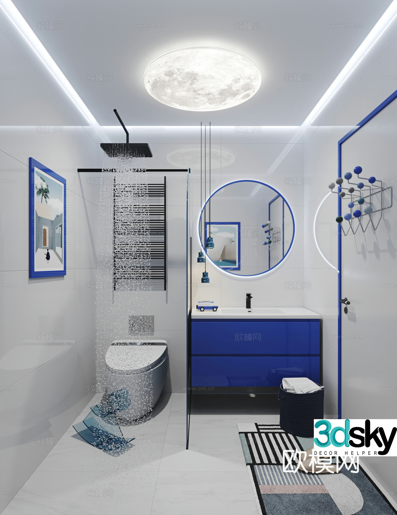 Modern children’s bathroom 3d model