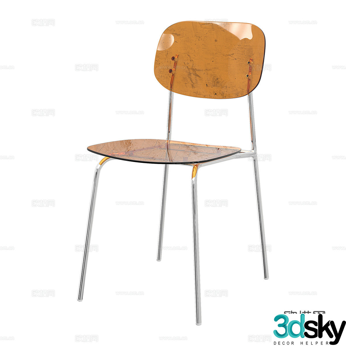 Modern simple chair acrylic chair 3D model