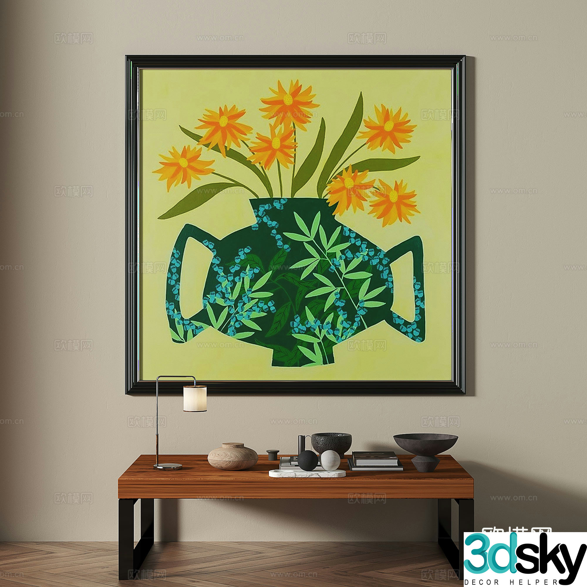 Middle-aged art painting decorative painting 3d model