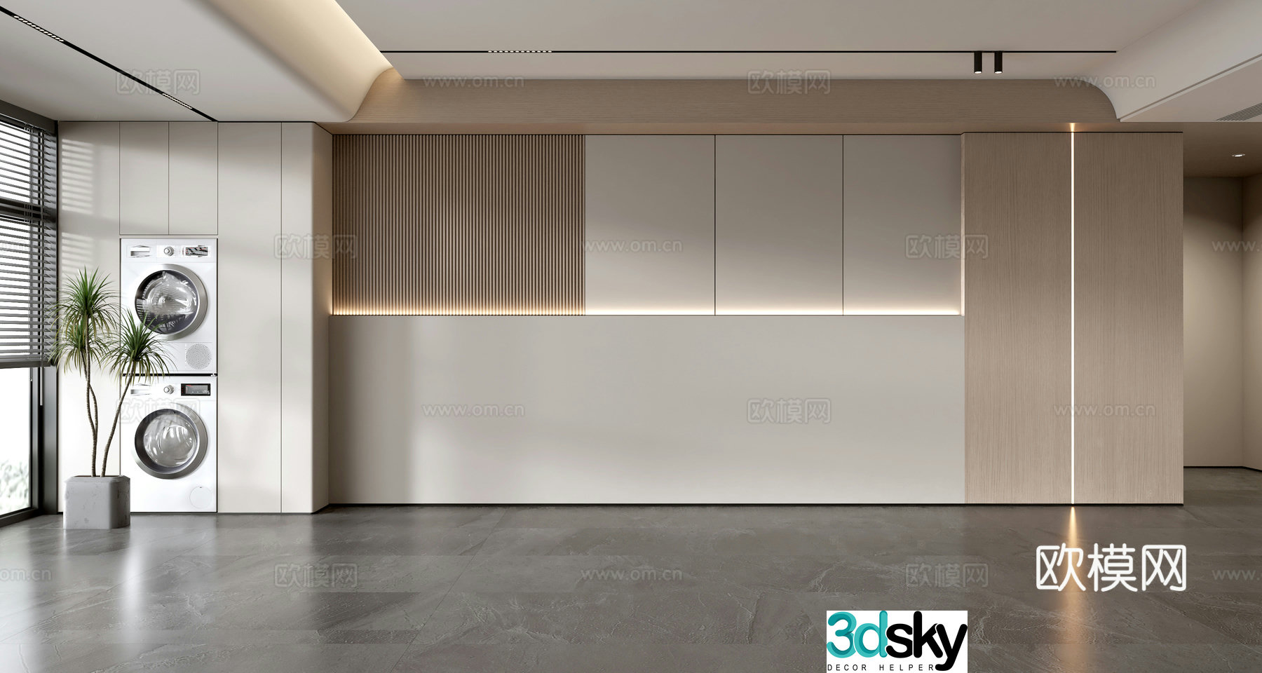 Log wind background wall balcony cabinet sofa background wall 3d model