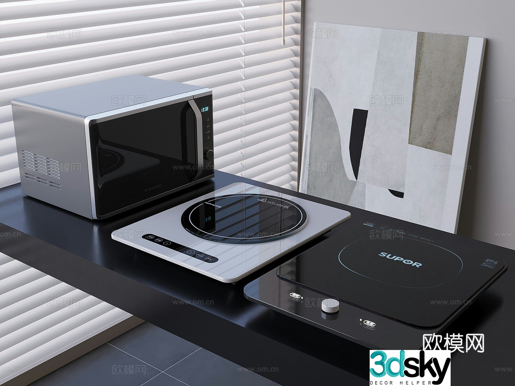 Microwave furnace induction cooker 3D model