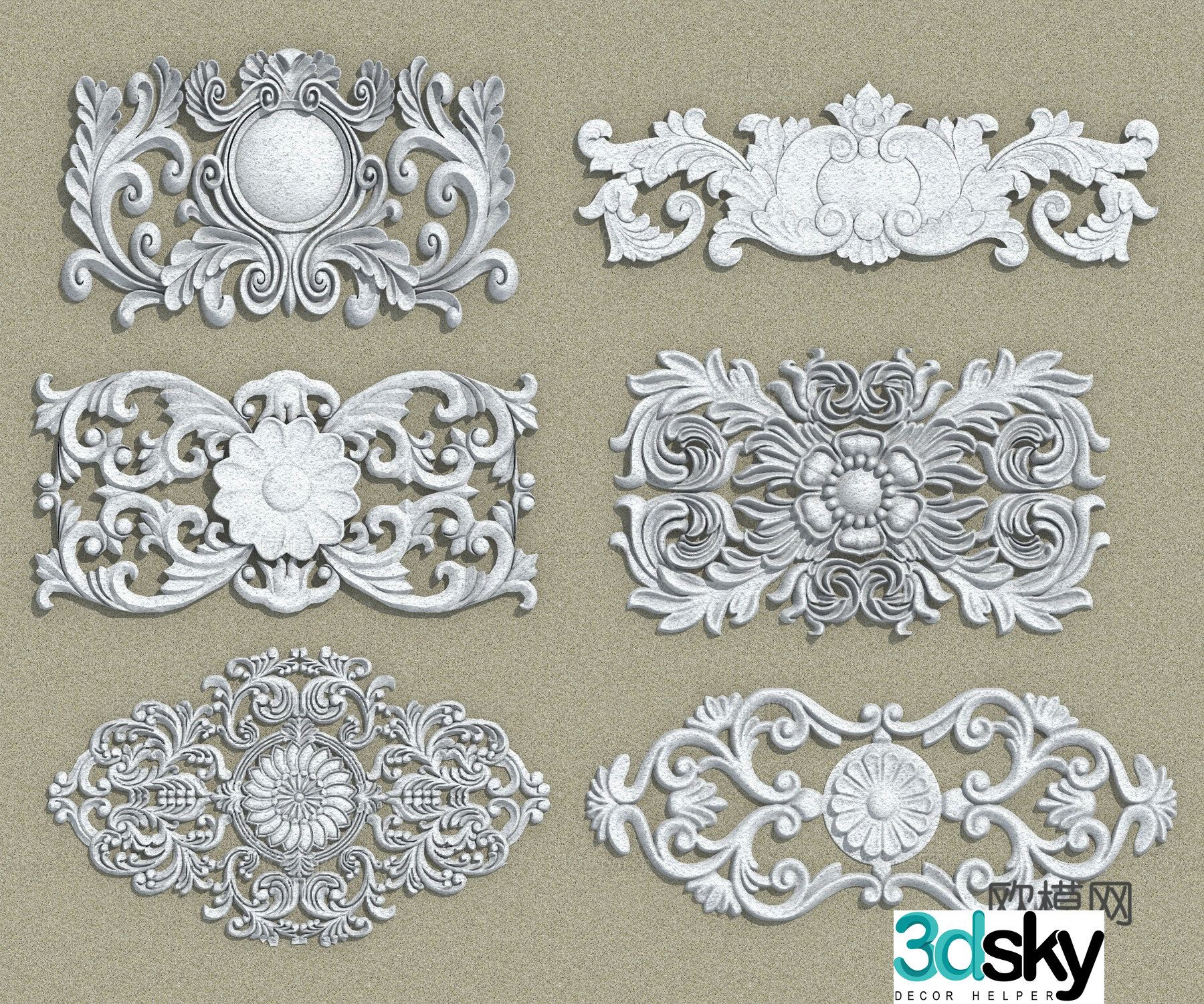 European style carving carving plaster carving 3d model