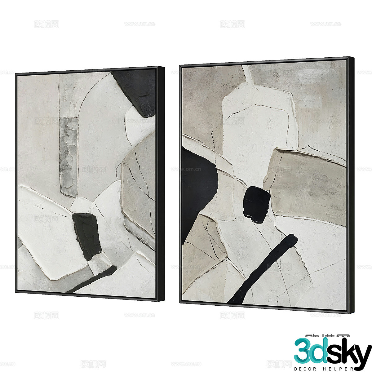 New Chinese style hanging paintings oil paintings texture paintings 3D model