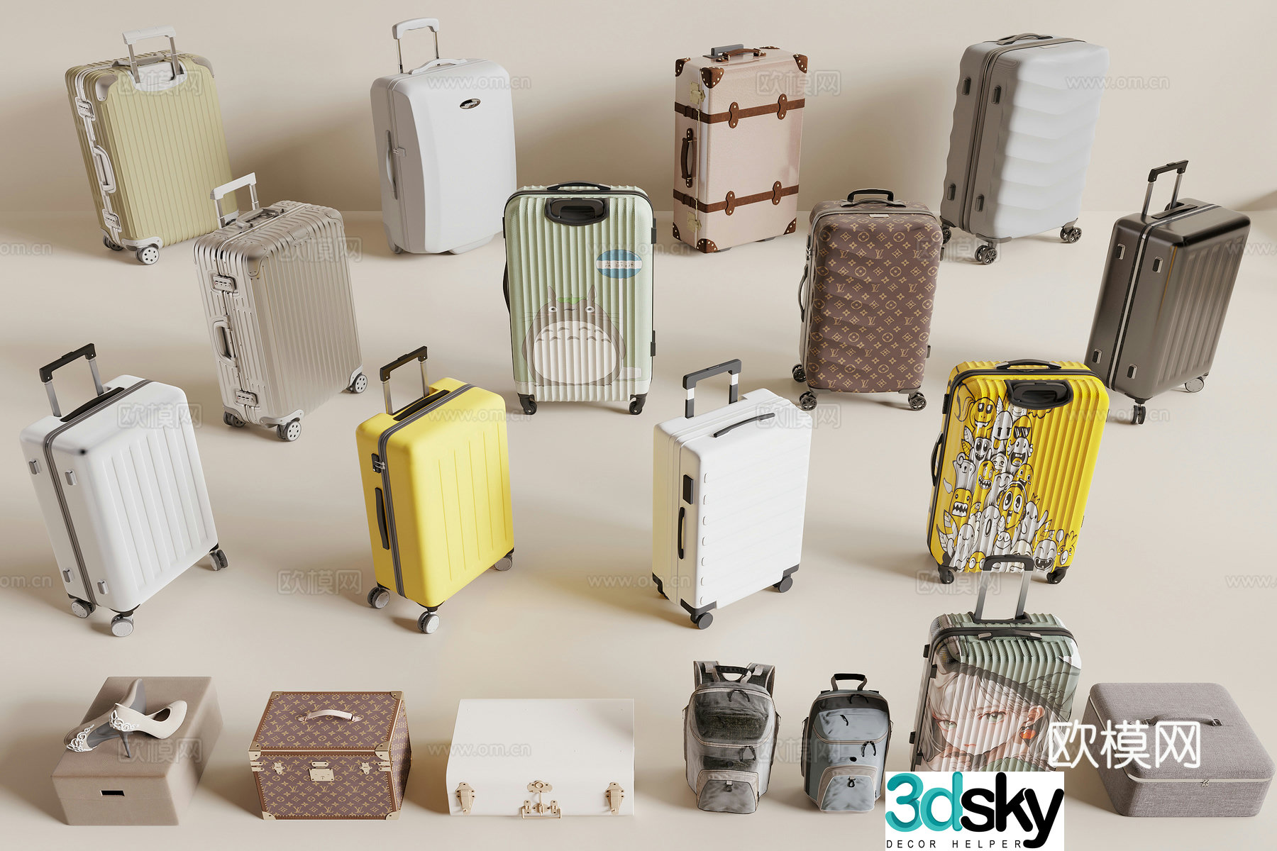 Modern suitcase luggage bags suitcase 3d model