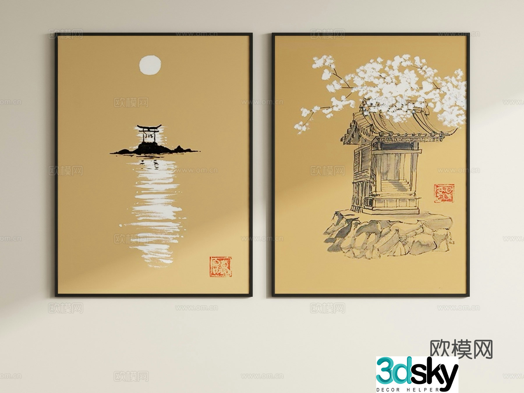 New Chinese style decorative painting 3D model
