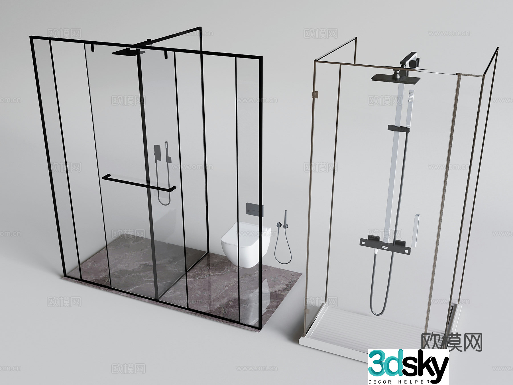 Glass shower room shower room shower room 3d model