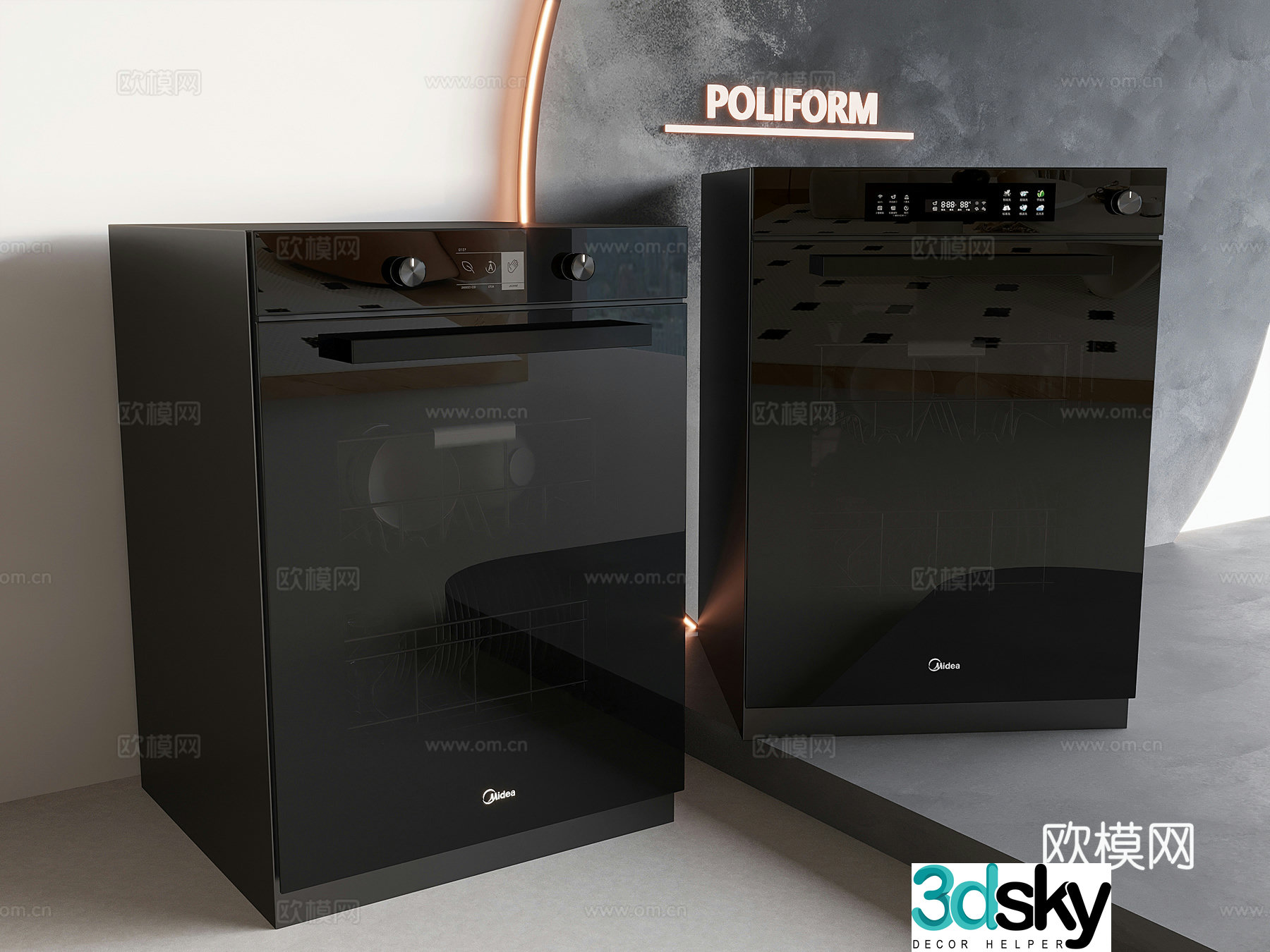 Smart built-in dishwasher 3D model