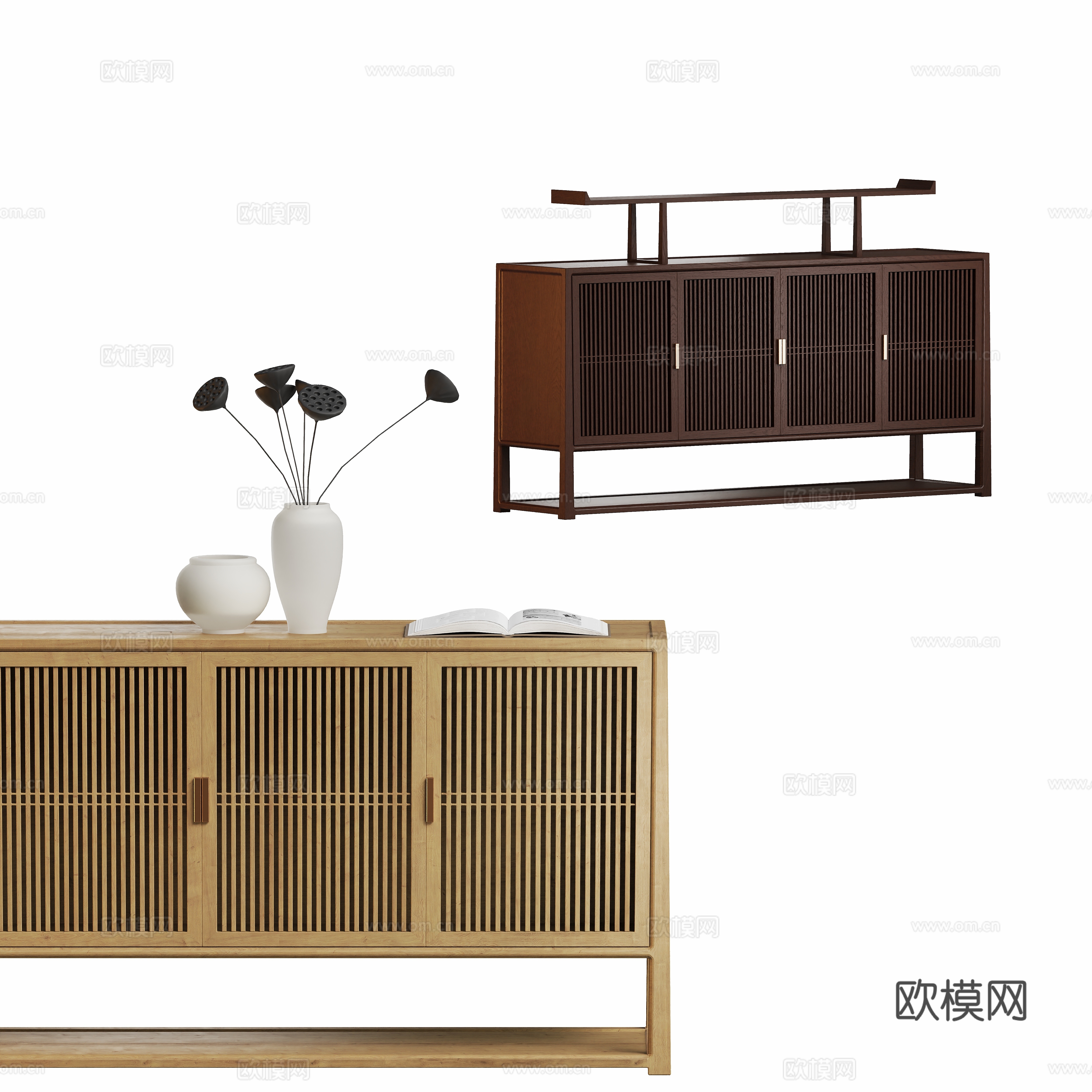 New Chinese side cabinet 3D model of entrance cabinet