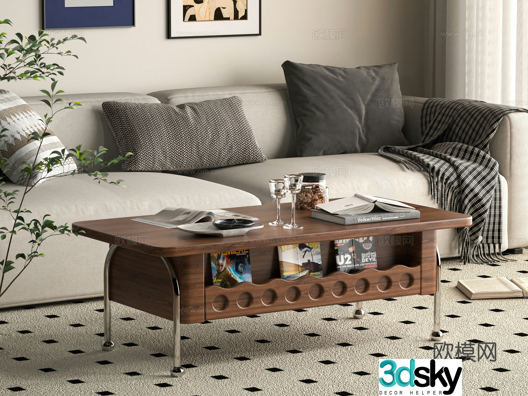 Middle-aged style coffee table 3D model