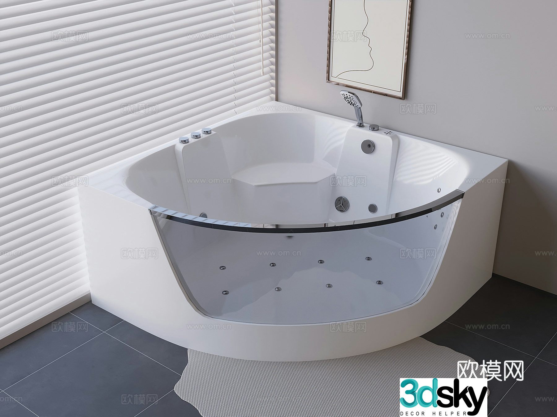 Comfortable surfing the bathtub triangle fan -shaped bathtub 3D model