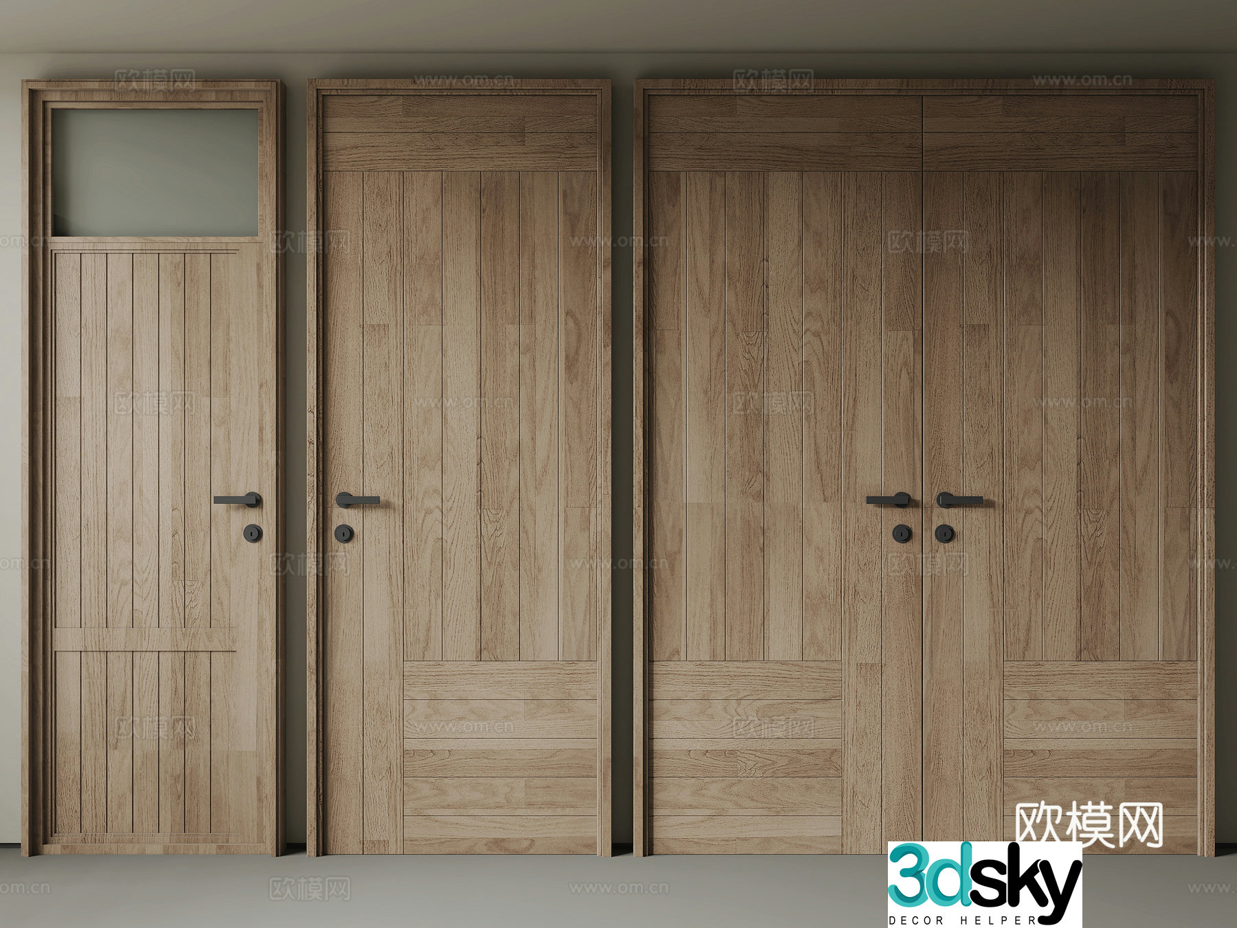 Wasabi single-open door double-open door bedroom door kitchen door 3d model