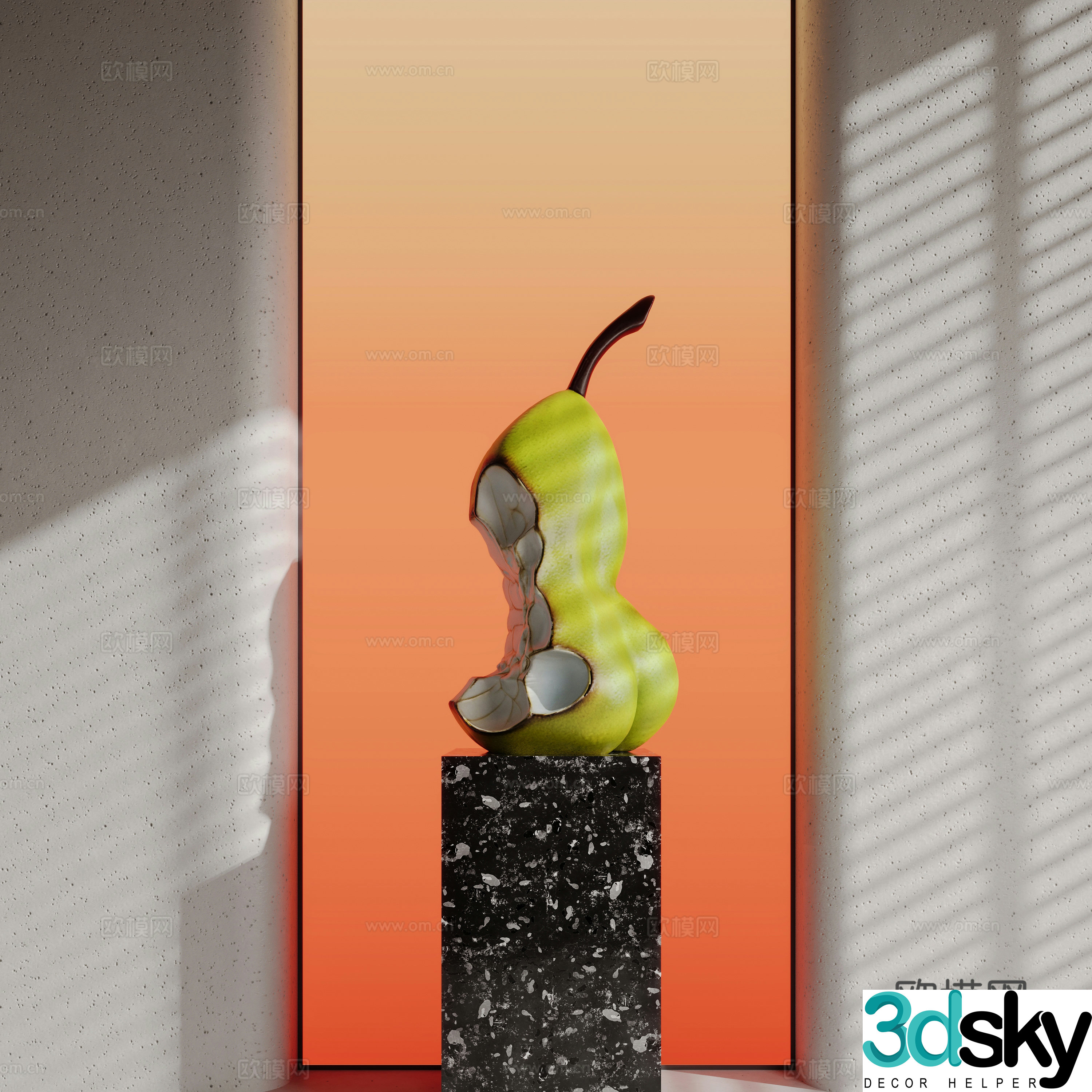 Modern sculpture ornaments pear jewelry 3d model