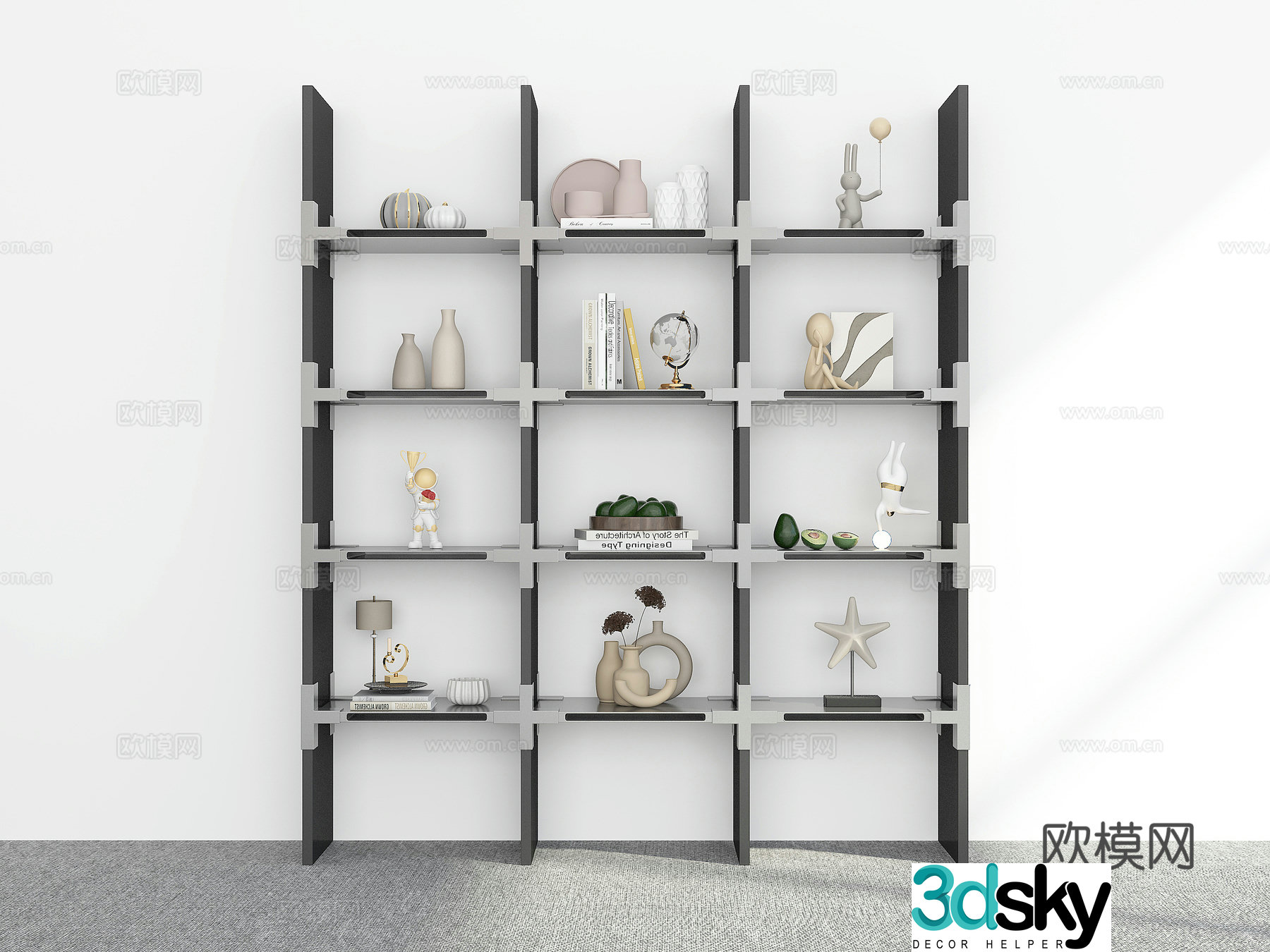 Modern shelf bookshelf 3d model