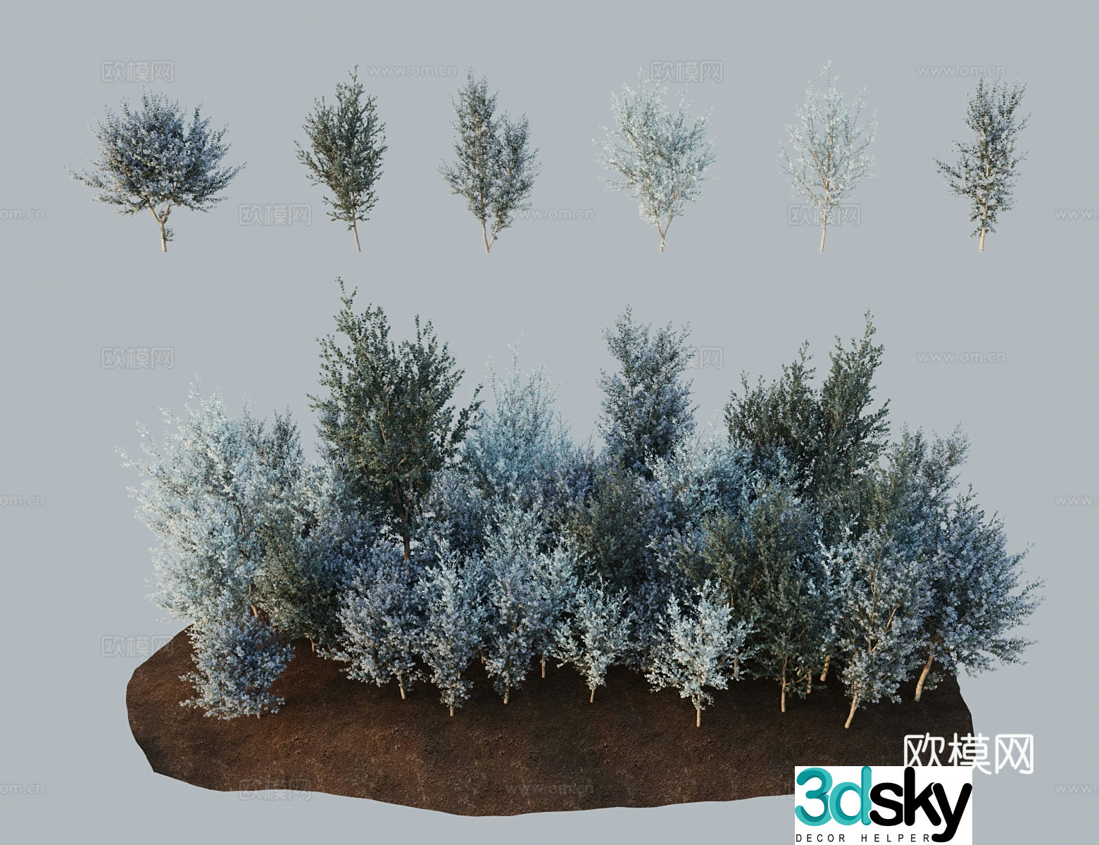 Modern tree landscape tree apple eucalyptus 3d model