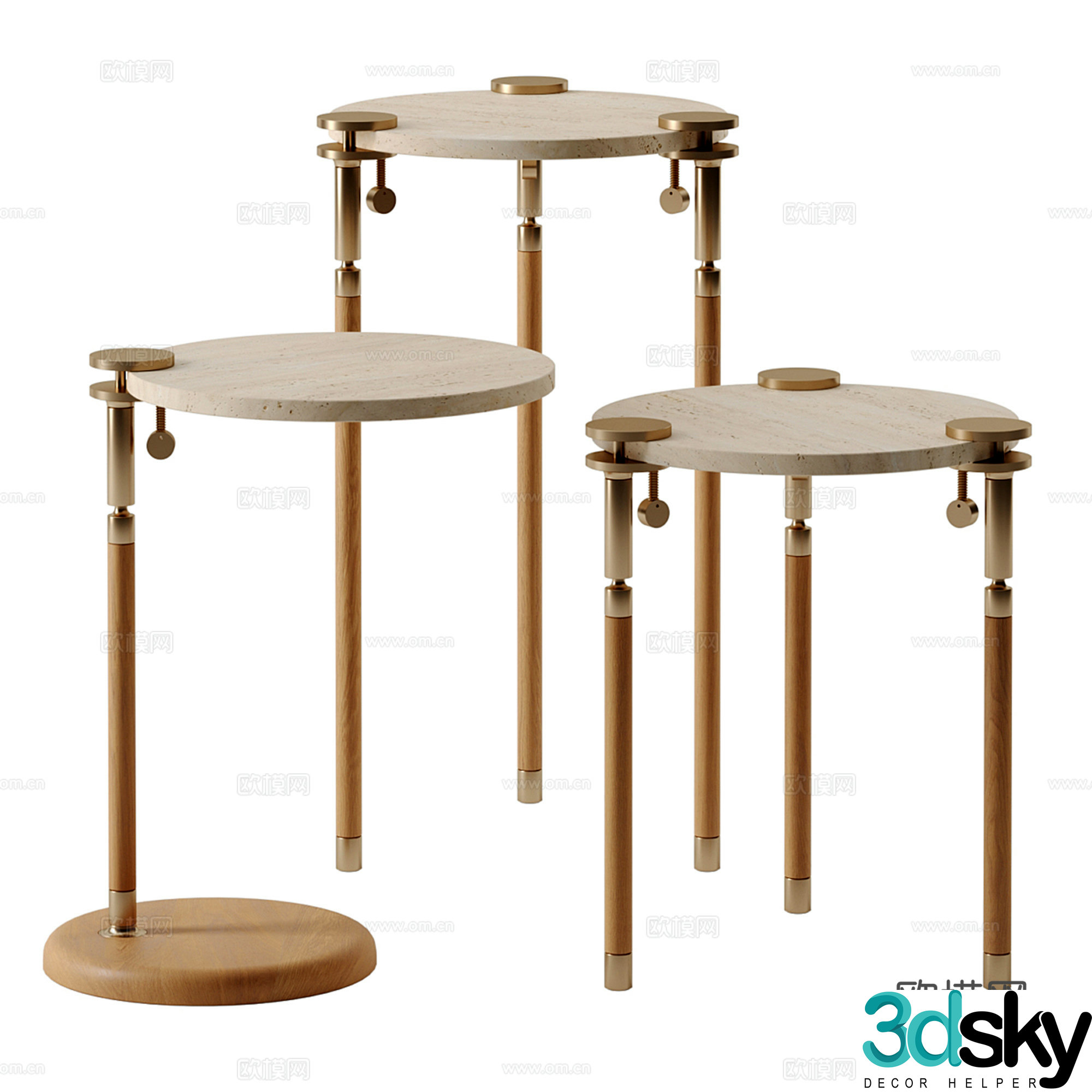 Light luxury side table round table angle table 3D model
