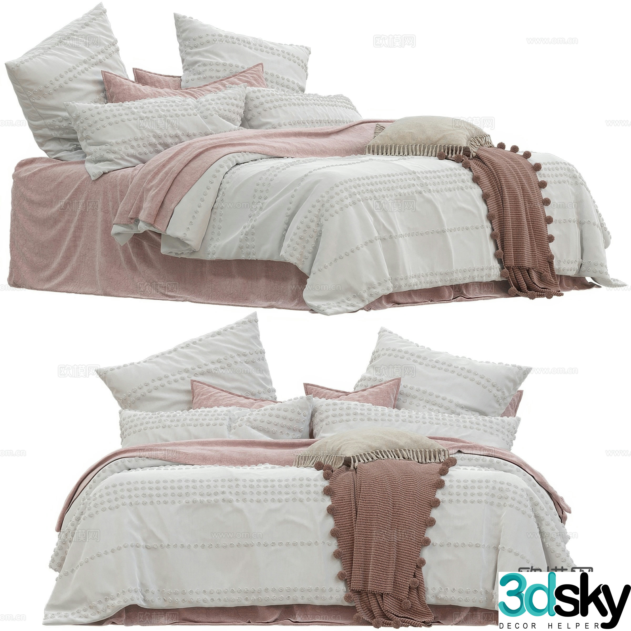 Modern children’s pink bed children’s bed fabric beds 3D model
