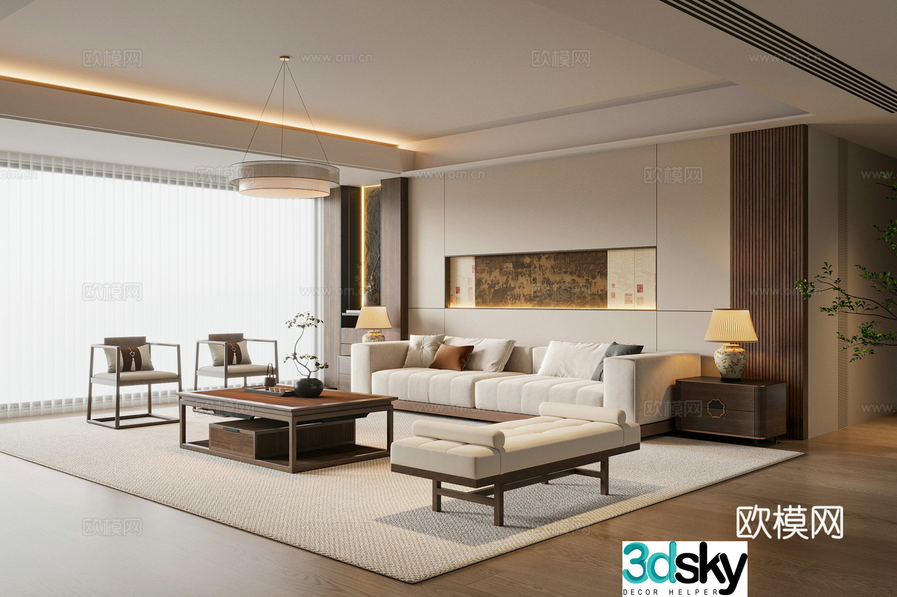 New Chinese Song style living room 3D model