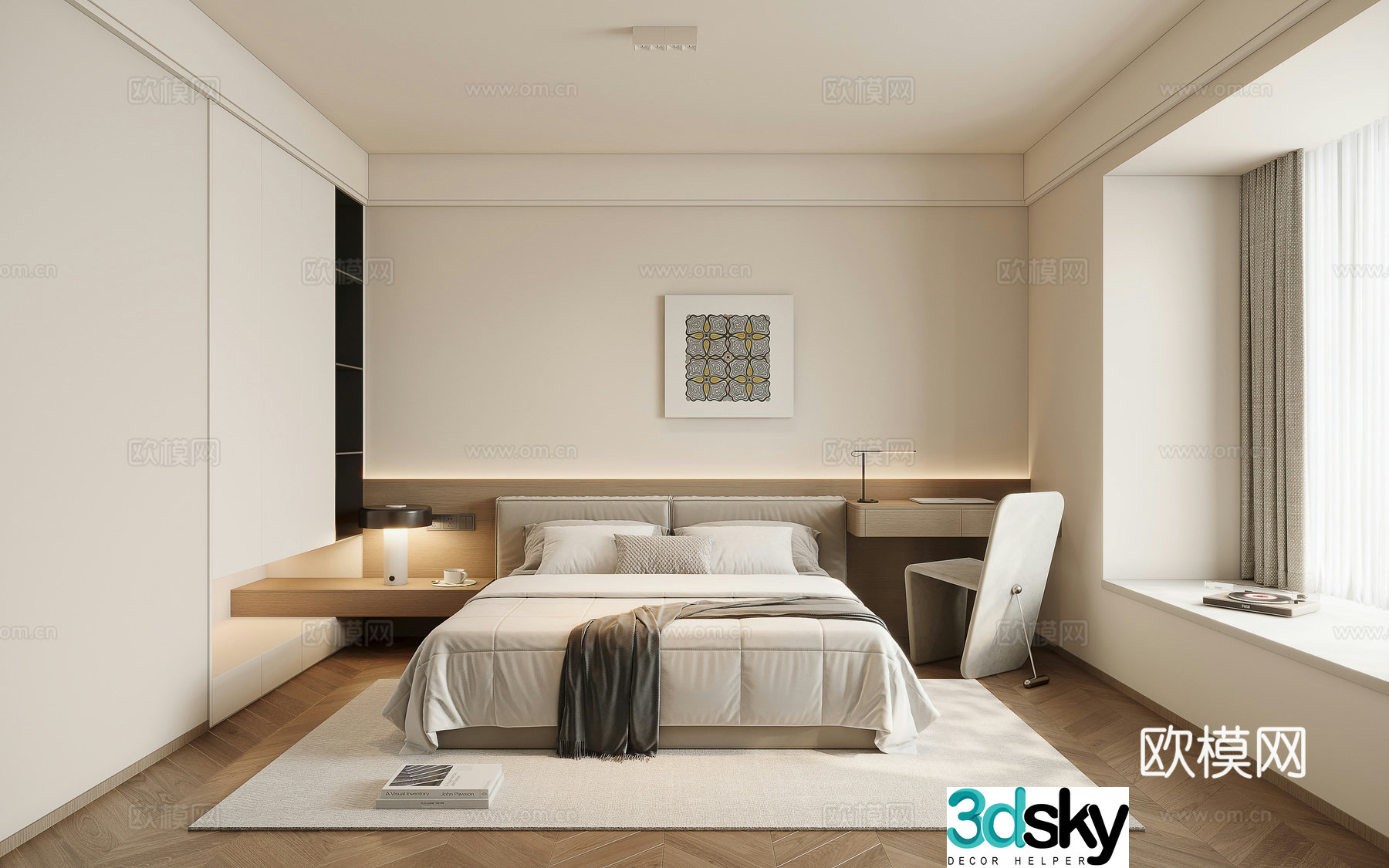 Creamy Bedroom Master Bedroom 3D Model