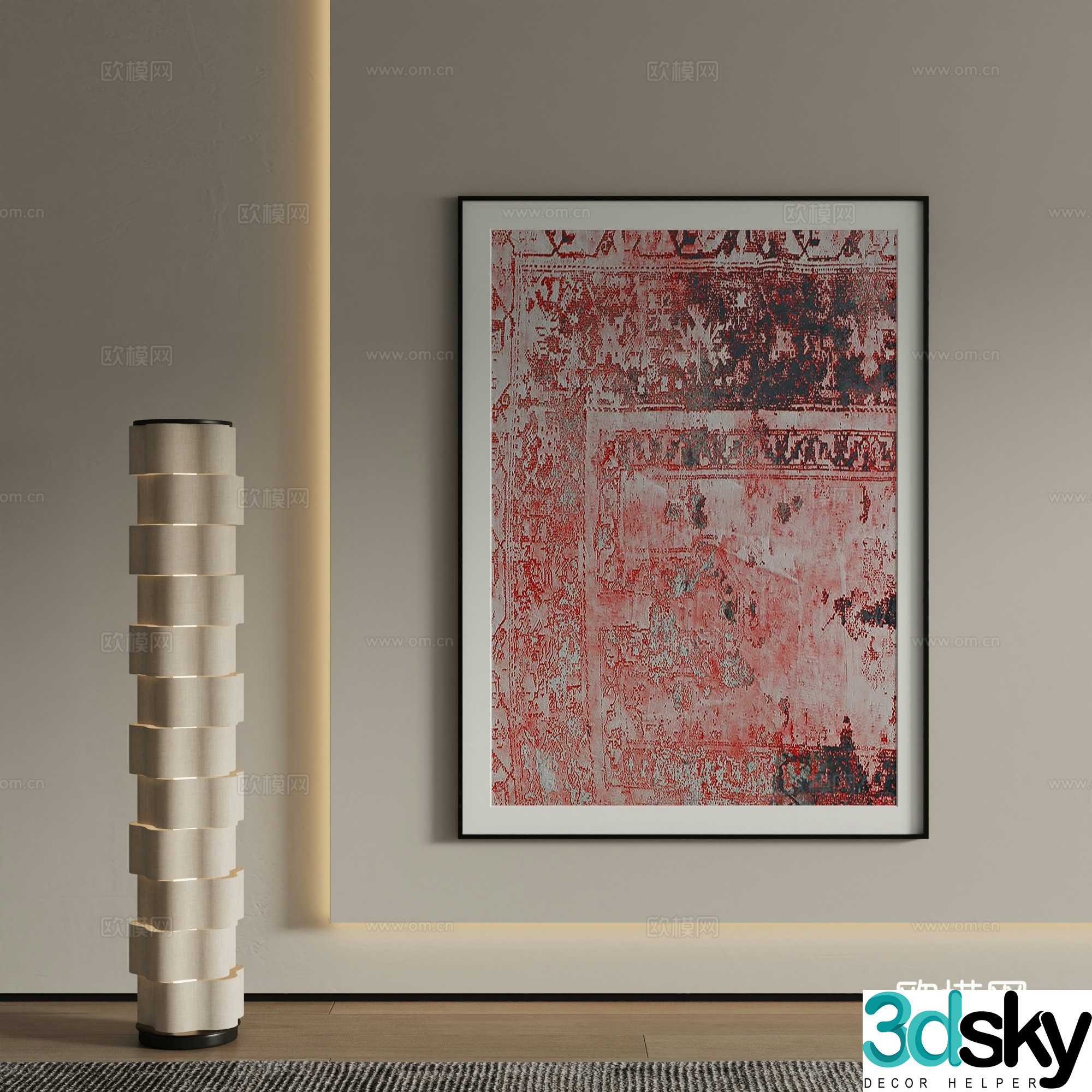 Modern decorative paintings texture retro hanging painting 3d model
