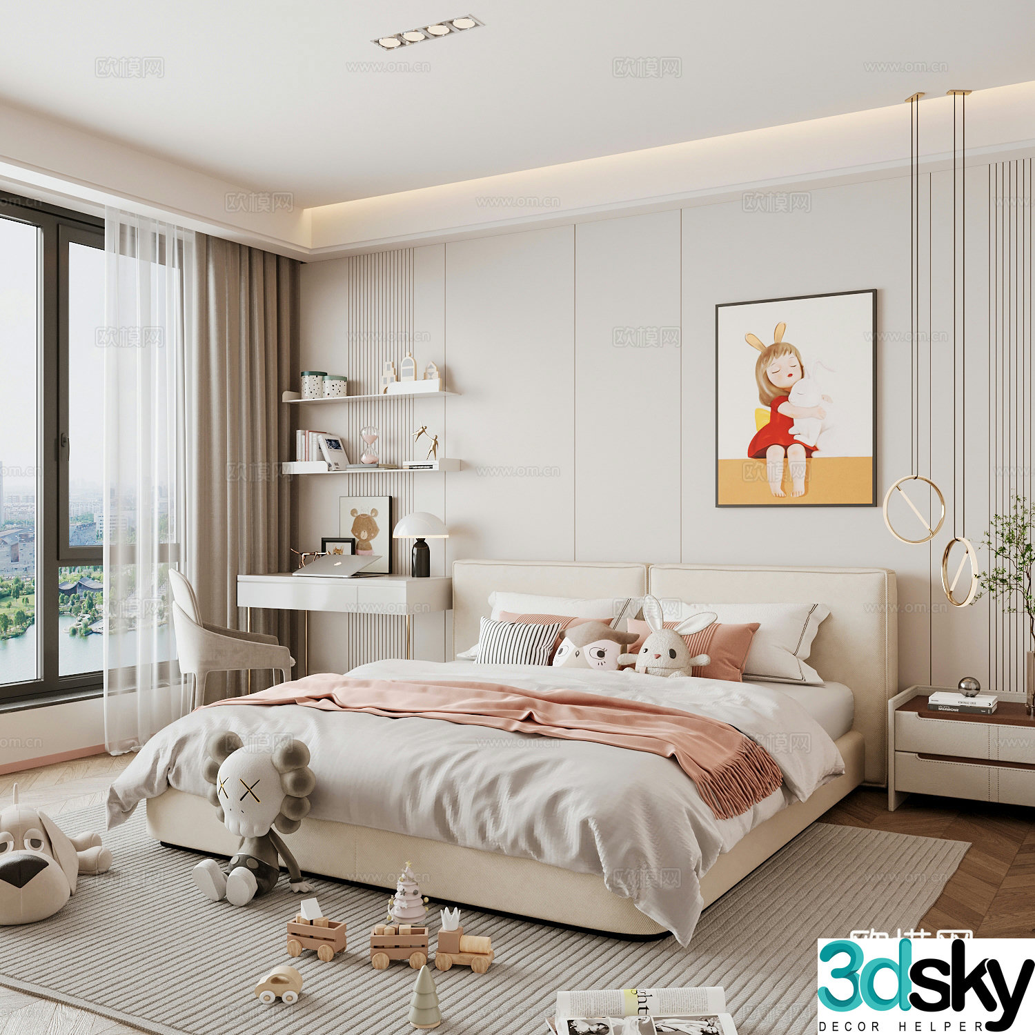 Modern children’s room girl’s room 3d model