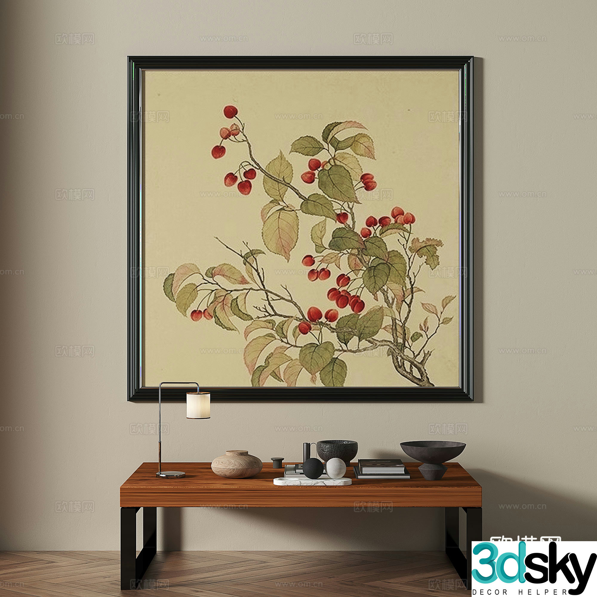 Middle style Plant painting Decorative painting 3d model