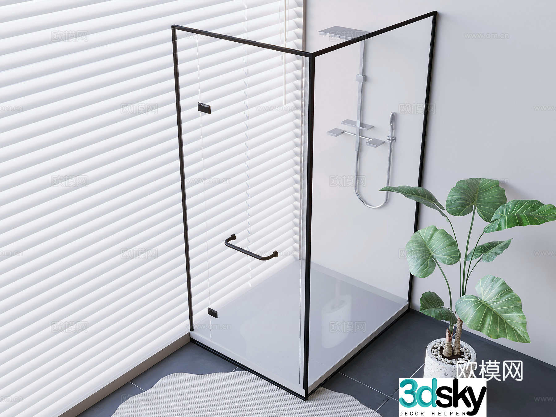 Glass Shower Shower Shower Room Rushing Room 3D Model