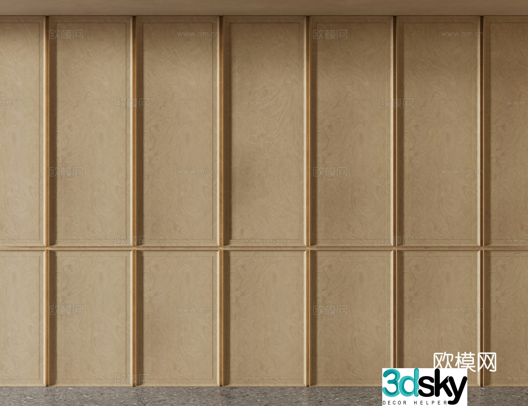 Modern wall panel birch board molding wall 3d model