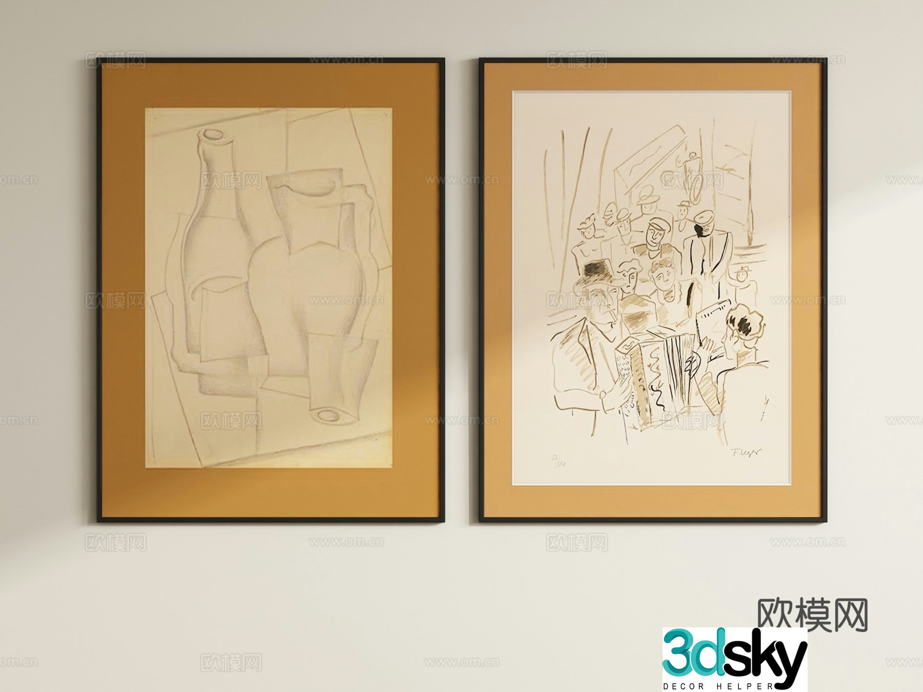 Modern decorative painting Hanging painting Sketch drawing 3d model