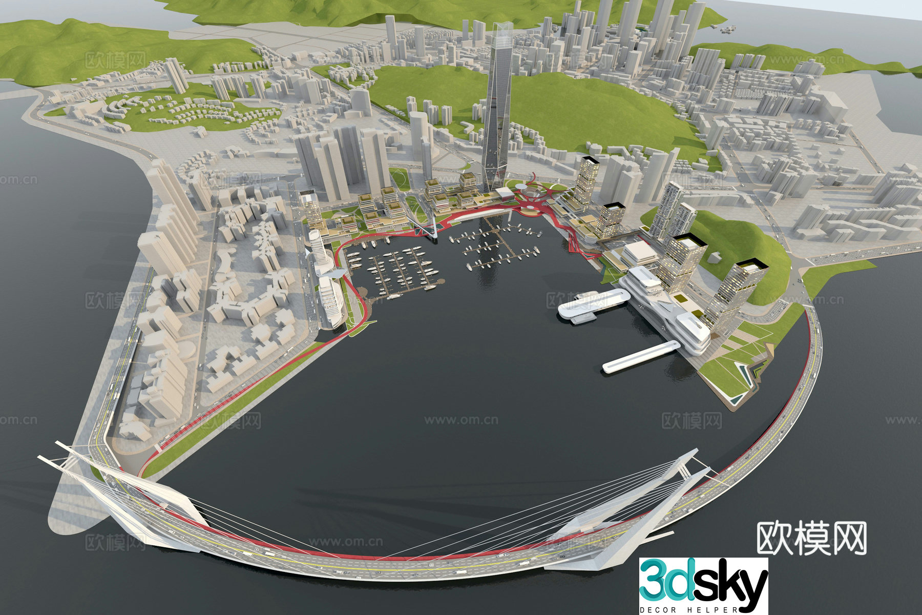 Architecture Commercial Complex Bird’s View 3D Model