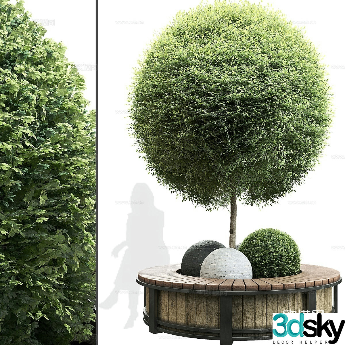 New Chinese style tree pond chair Landscape tree 3D model