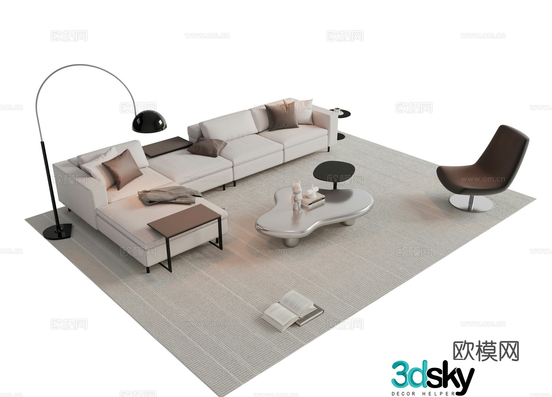 Italian corner sofa combination sofa 3D model