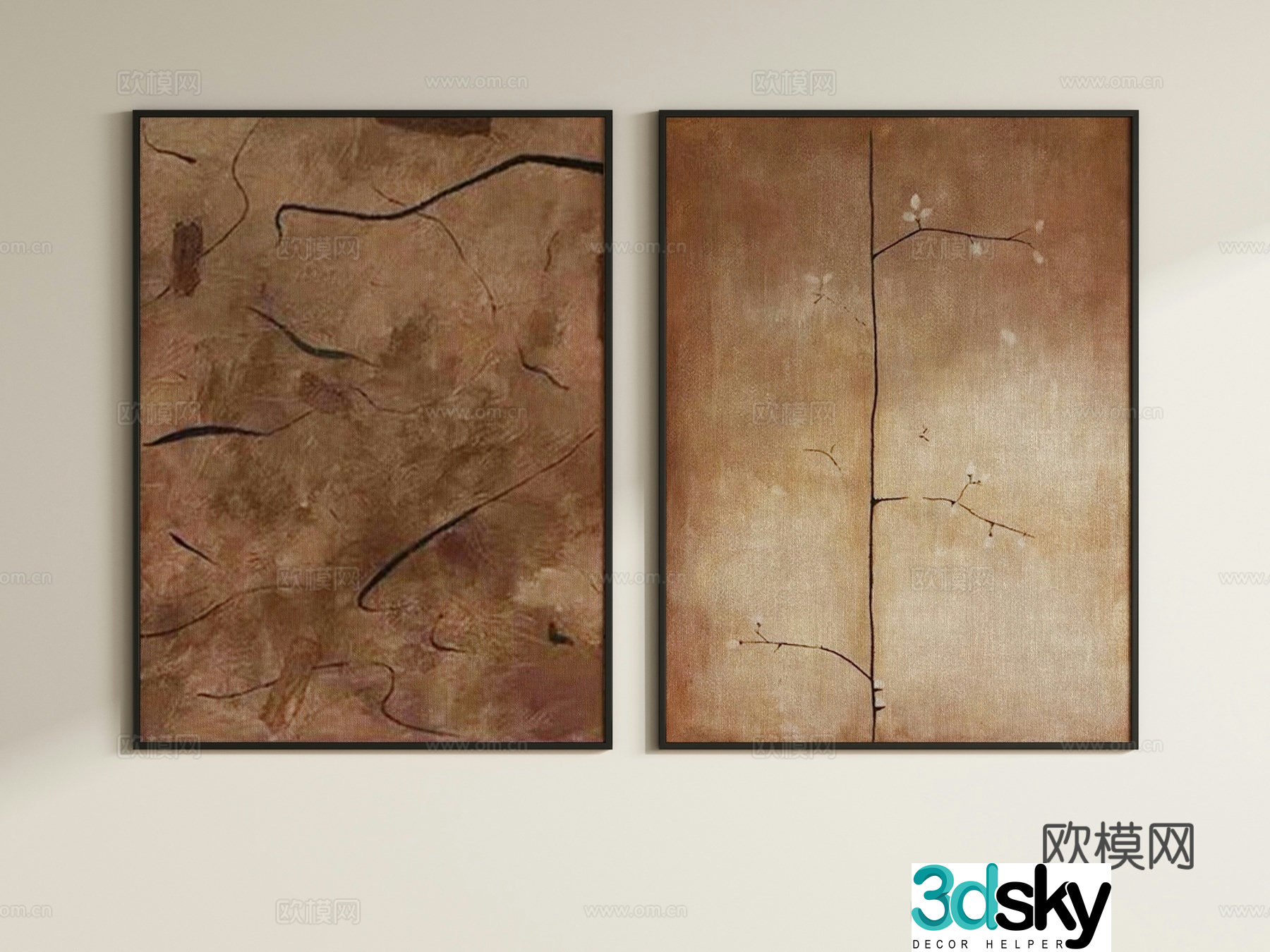 Middle-aged decorative paintings hanging paintings abstract paintings 3D model
