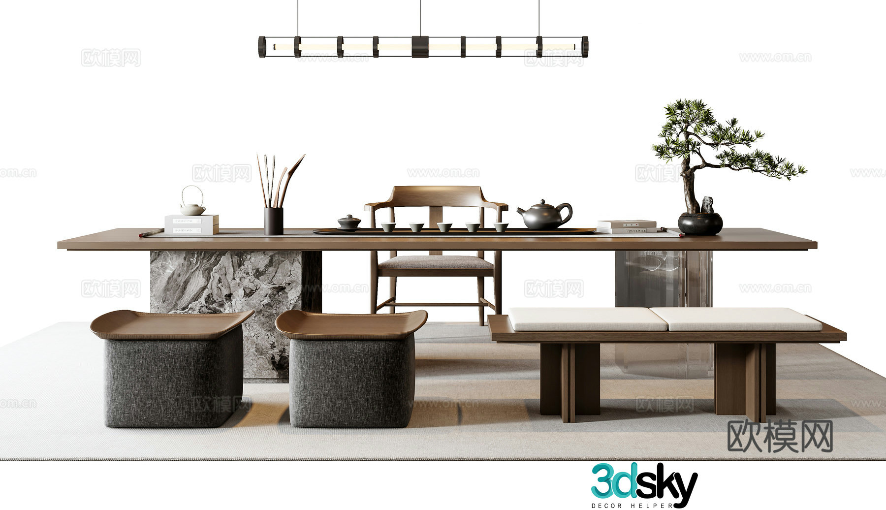 Modern Tea Table Chair 3D Model