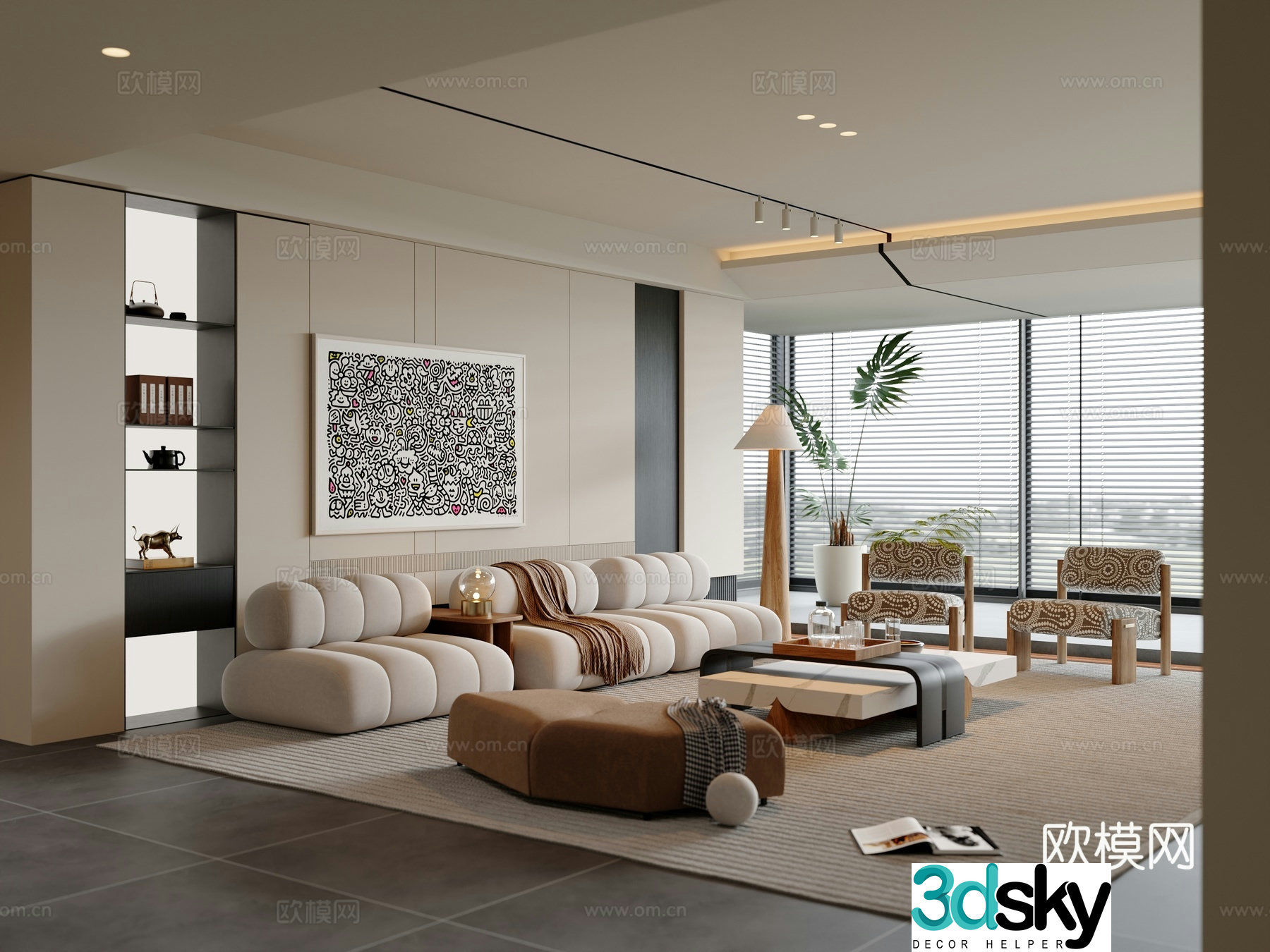 Middle-aged living room 3d model