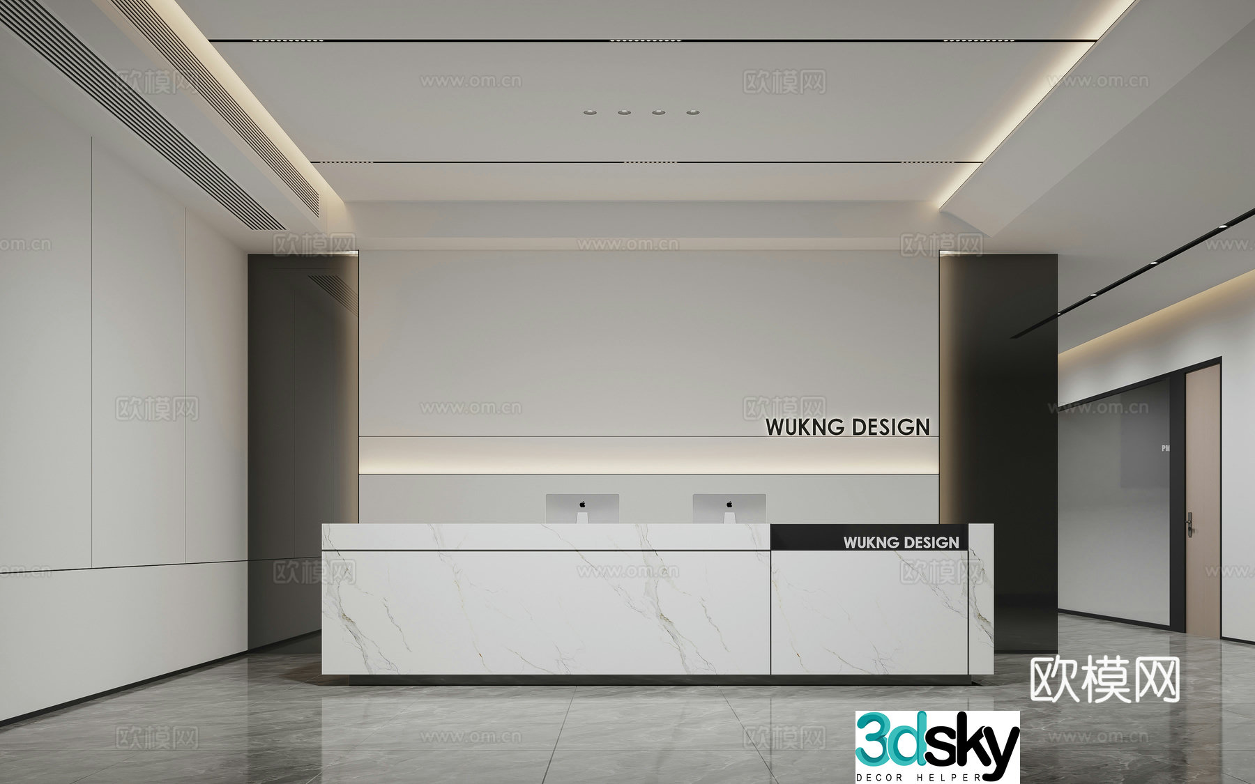 Modern company front desk reception 3d model
