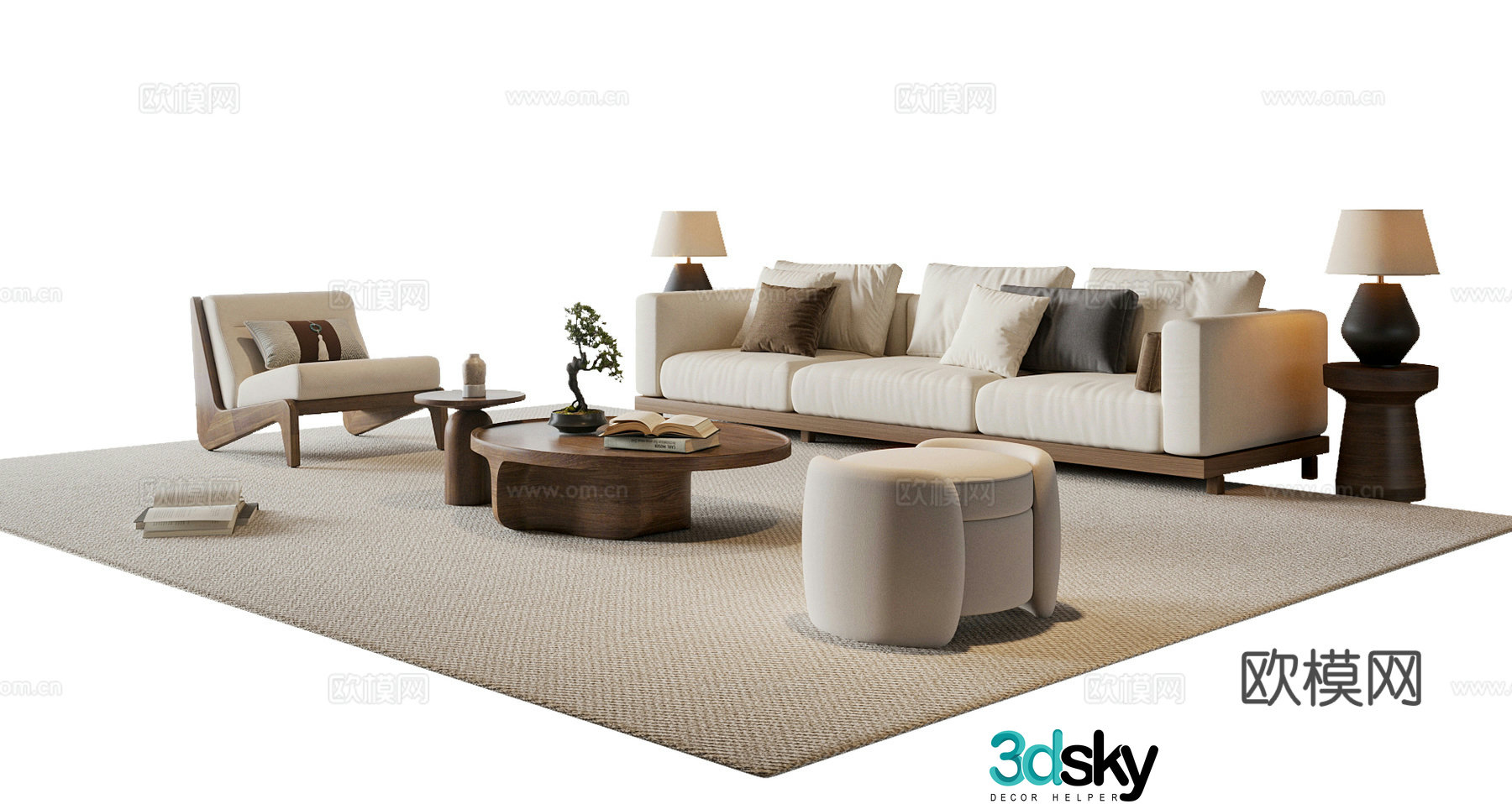 New Chinese style combination sofa Song style sofa 3D model