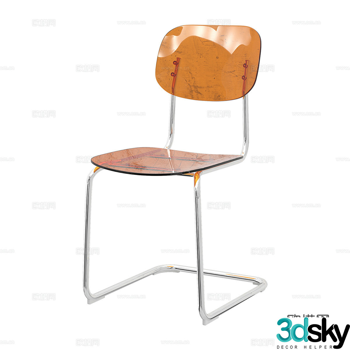 Modern simple chair acrylic chair single chair 3D model