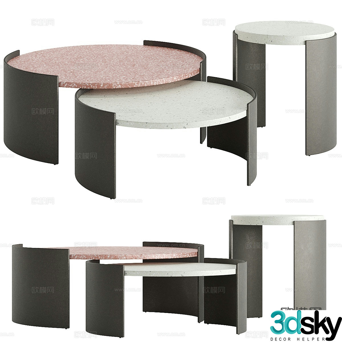 New Chinese coffee table round coffee table 3D model