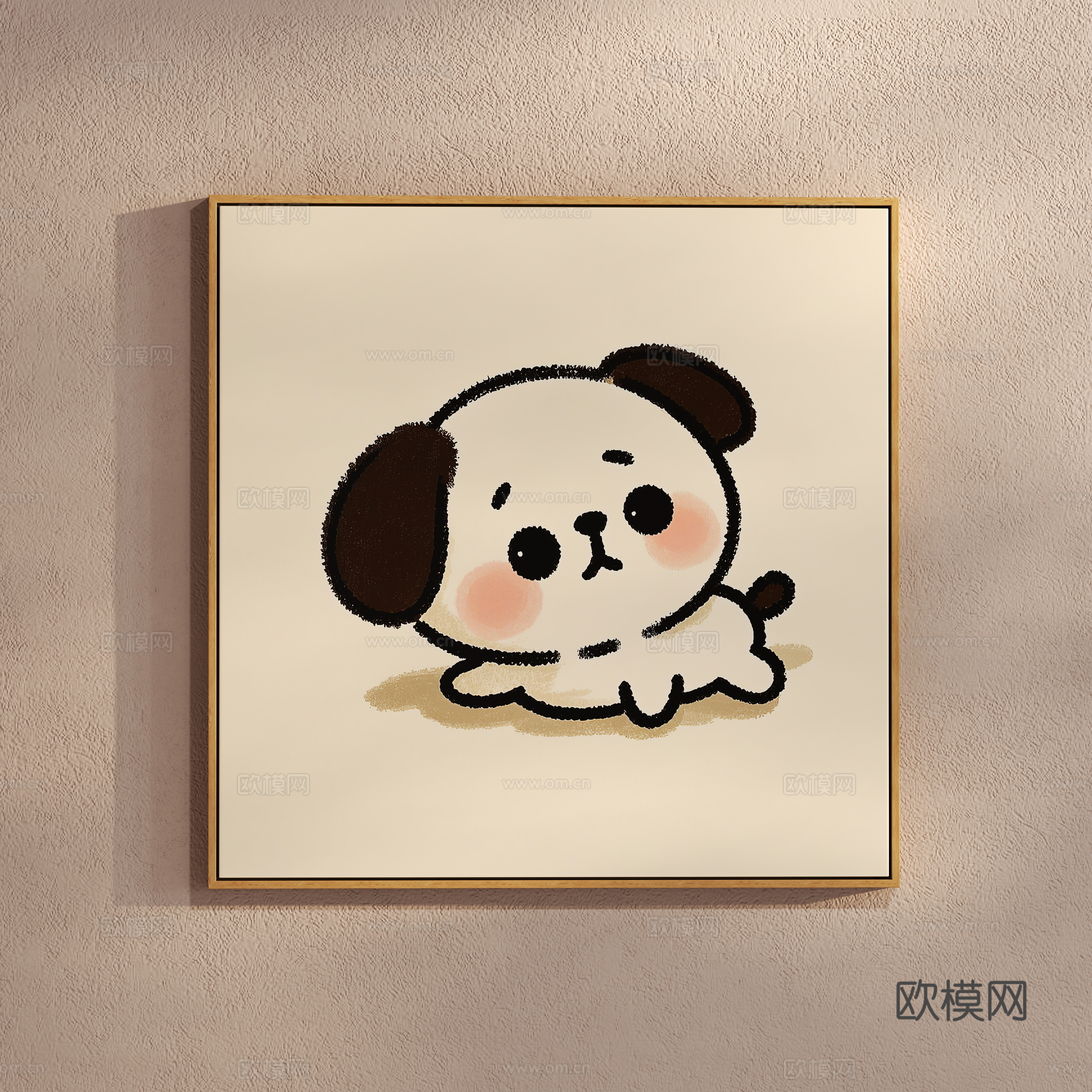Cream style simple painting cartoon children’s painting puppy hanging painting 3d model